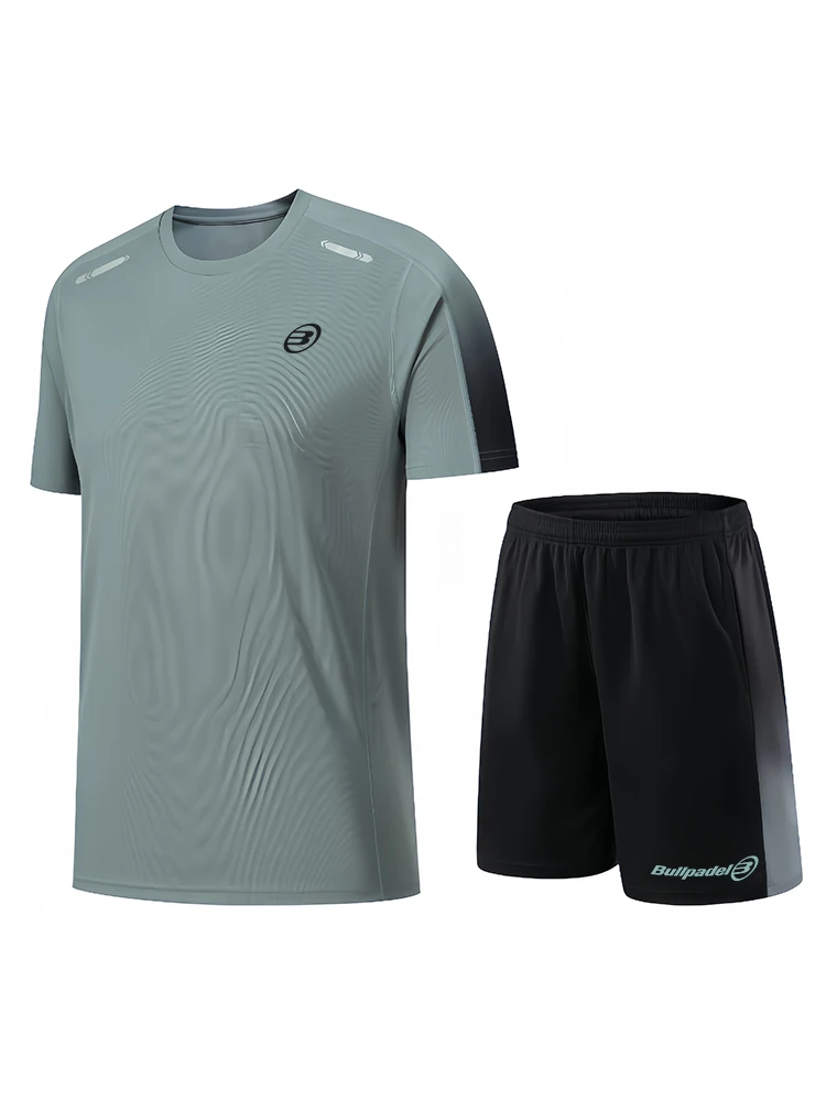 Bullpadel T-shirt Shorts Ensemble Hommes D'été De Tennis Activewear Course Basket Formation Porter À Manches Courtes Top Respirant Lâche