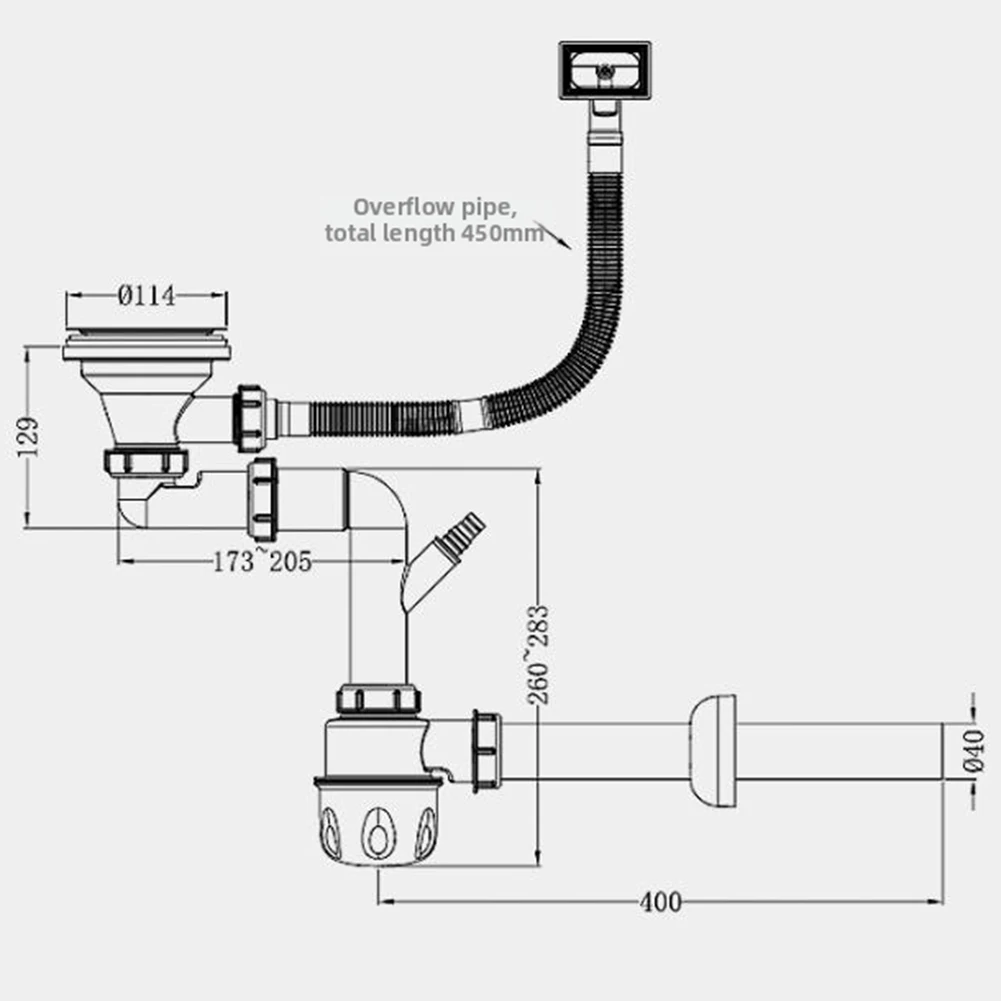 Stainless Steel Twin Sink Drain with Dishwasher Outlet Complete Siphon Set Including Strainers and Overflow Parts