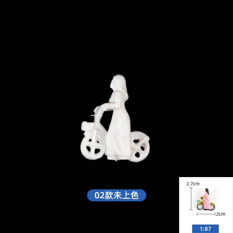 6-teiliges Set Unbemalte 1:87 Mini-Fahrradfahrer-Figuren Weiße Modelle HO-Maßstab Menschen-Fahrradfahrer für DIY-Bau Sandtisch-Layout – Detail 3
