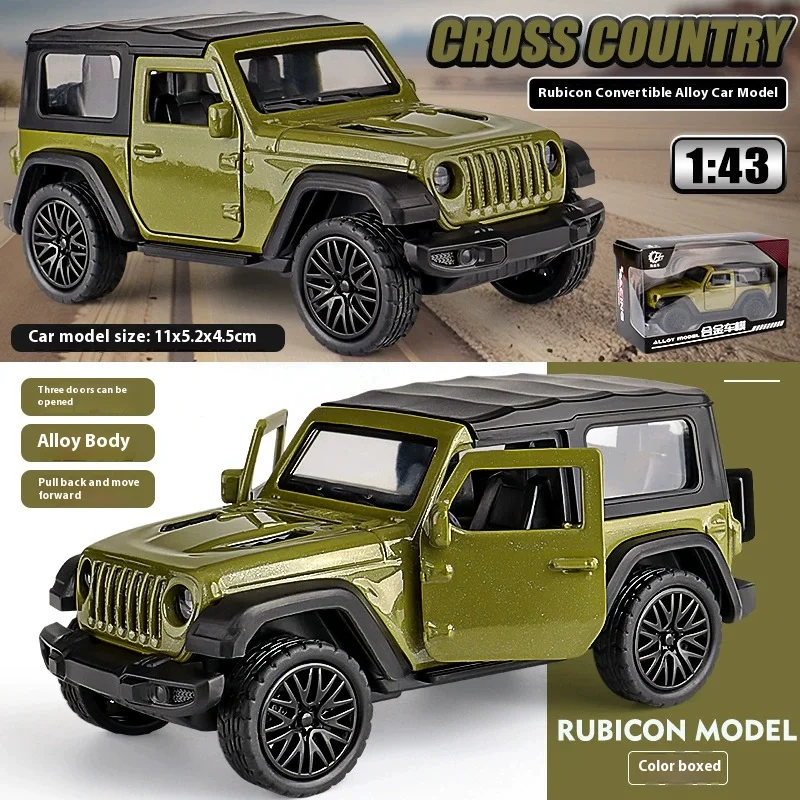 Carro de brinquedo pull-back de liga 1:43, veículo esportivo/off-road de simulação que pode ser aberto de três portas para meninos, presente para crianças