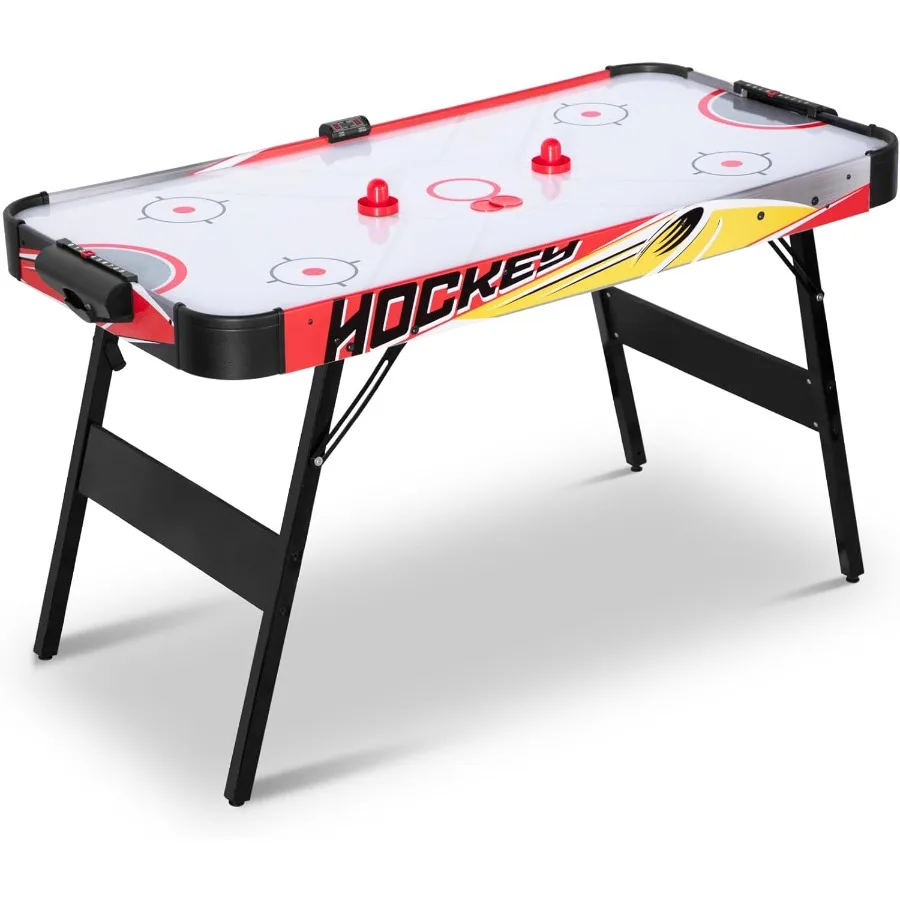 

58 Inch Foldable Air Hockey Table with LED Lighting Compact Folding Design for Home Game Room Includes 2 Pucks and 2 Pushers Hi
