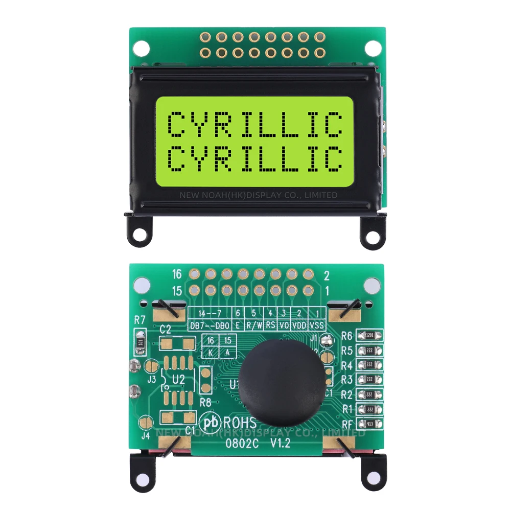 Cyrillic Yellow Green Film 0802C Character LCD Screen 16 PIN ST7066U Development Of Ultra Small Module Support Solution
