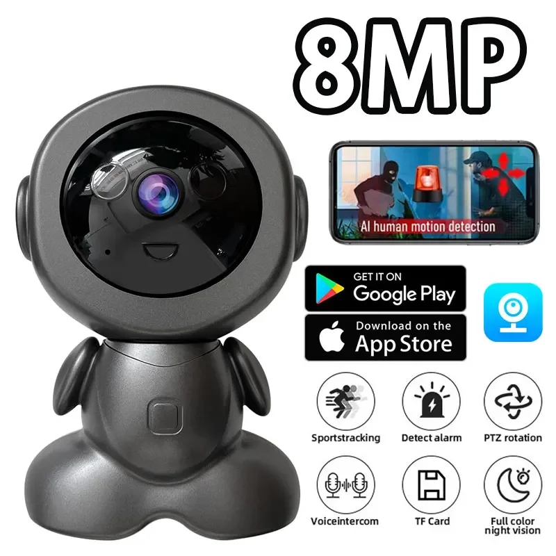 camera de vigilancia domestica inteligente sem fio ai human detect baby monitor hd ptz wifi ip cor noite rastreamento automatico 8mp 01