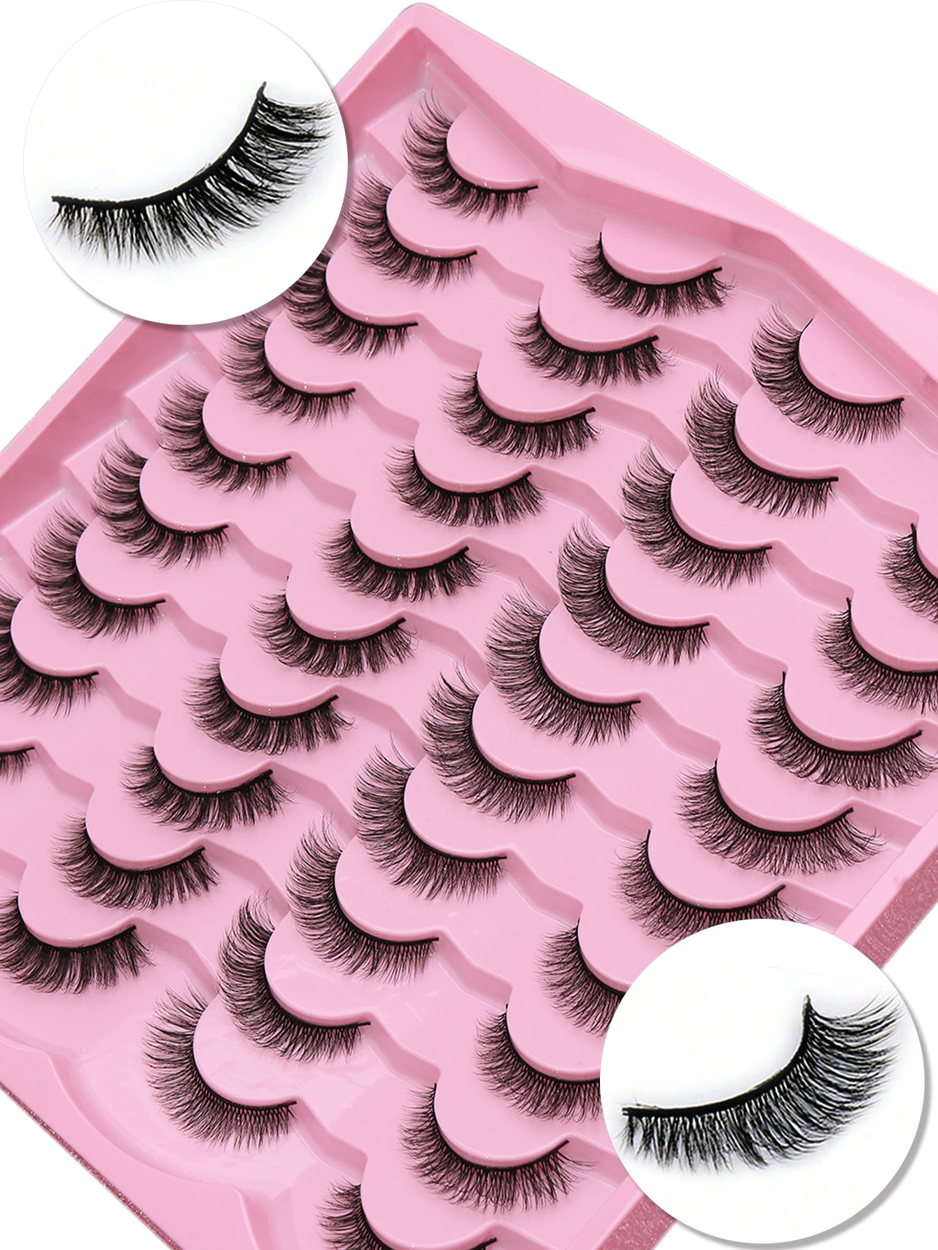 20 pairs of 3D mink fur natural false eyelashes, thick and curled, creating a charming makeup look, essential for daily dates, simulated eyelashes, reusable, eyelash grafting tool, recommended by Little Fairy, natural false eyelashes.