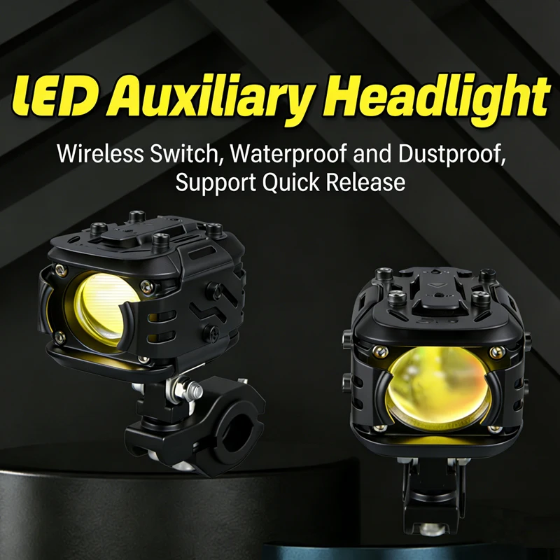 J01/J03 Motorcycle Front Auxiliary Spotlight 7200 Lumens Electric Vehicle LED Beads Far And Near Light Tangent Wireless Switch