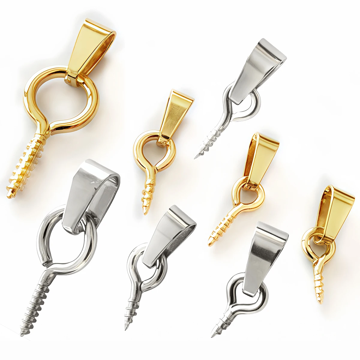 10–20 Stück Edelstahl-Schraubösen-Stifte, Bügel oben, gebohrte Perlen, Ende, Anhänger, Charms, baumelnde Verschlüsse, Verbinder für DIY-Schmuckherstellung