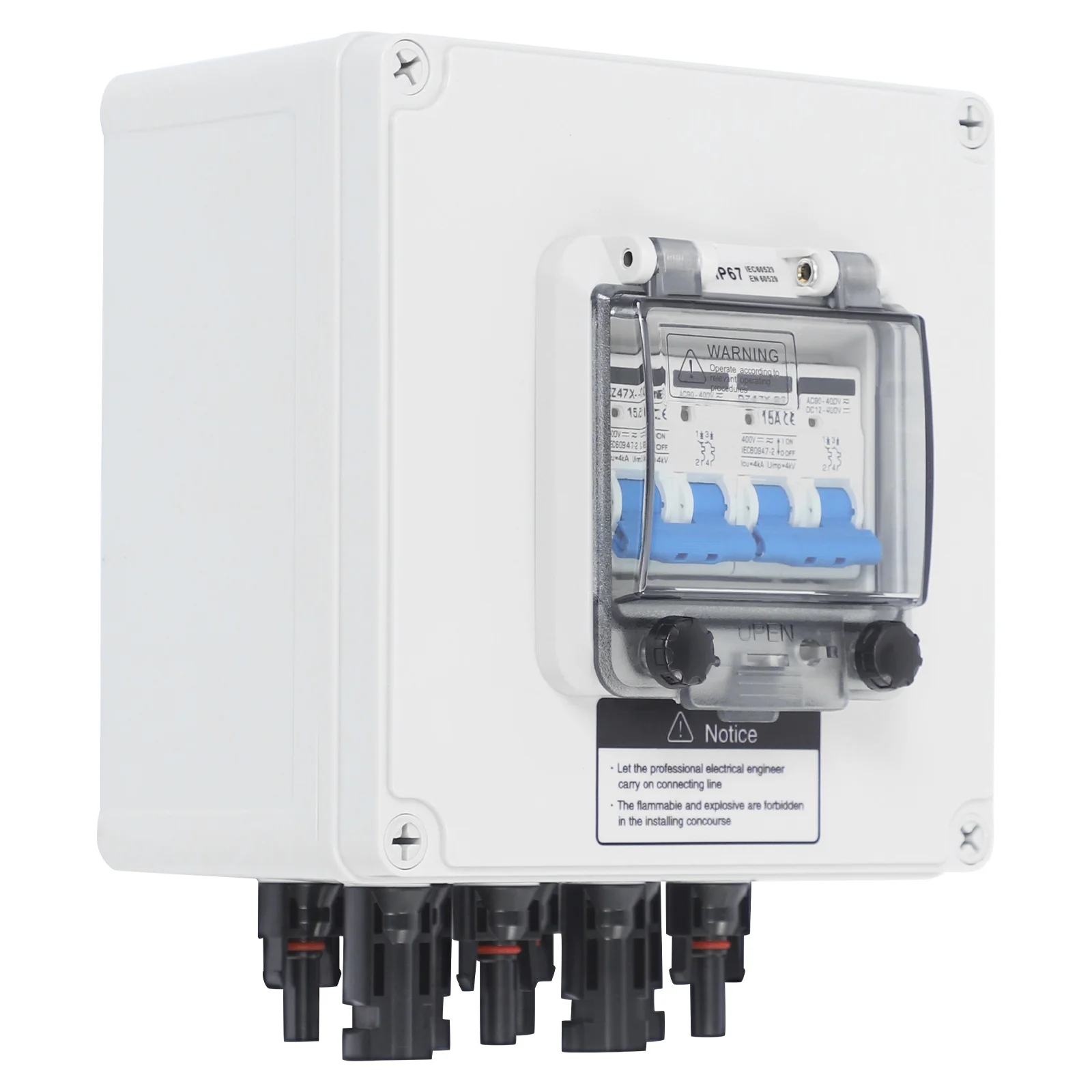 DC 12–400 V PV-Kombinator-Box, 4 Eingänge, 4 Ausgänge, 2 Eingänge, 2 Ausgänge, Solar-Leistungsschalter, IP67 wasserdicht, Flammschutz, Überspannungsschutz – Detail 18
