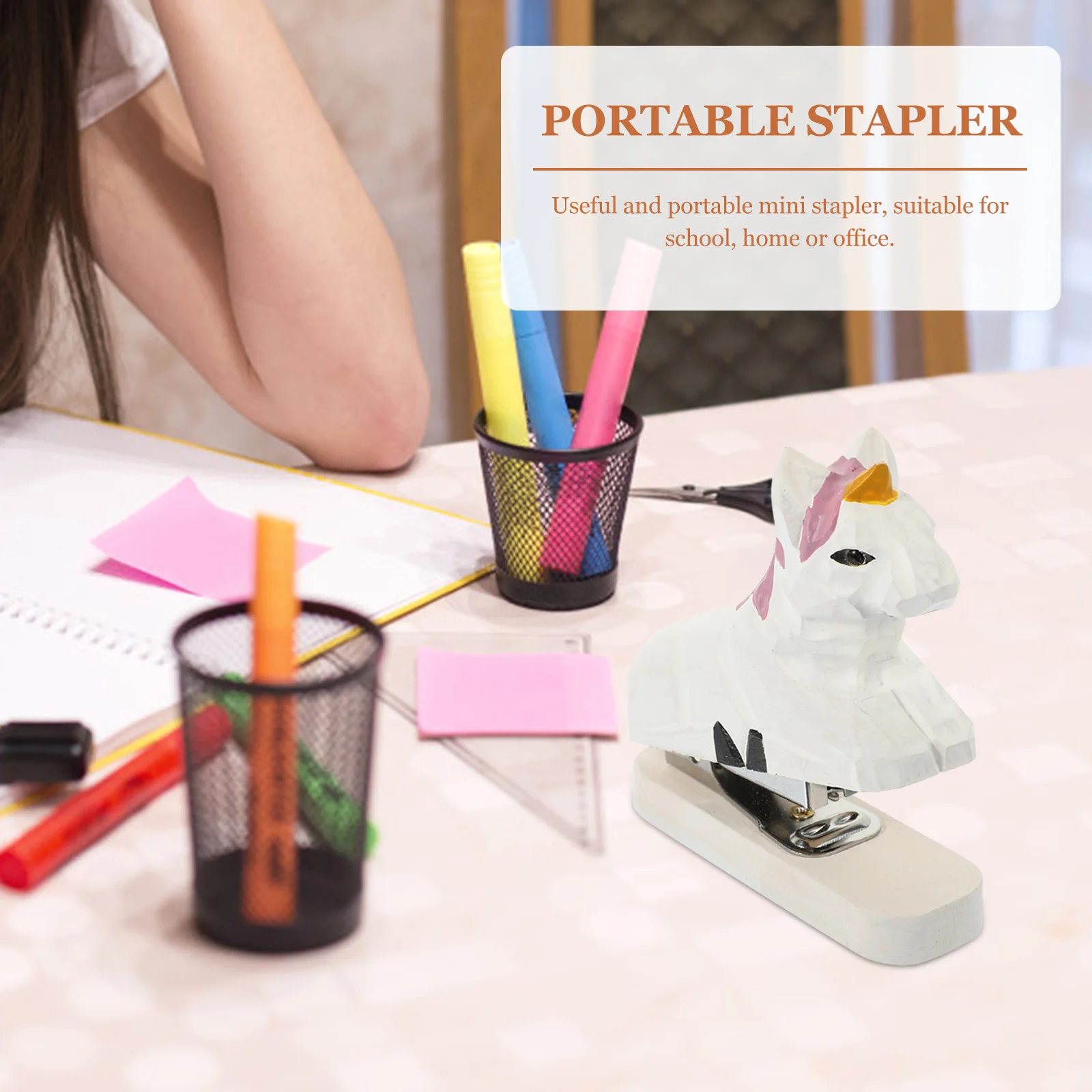 Student Stationery Animals Manual Stapling Machine Wooden Book Sewer Decor Portable Stapler Desktop