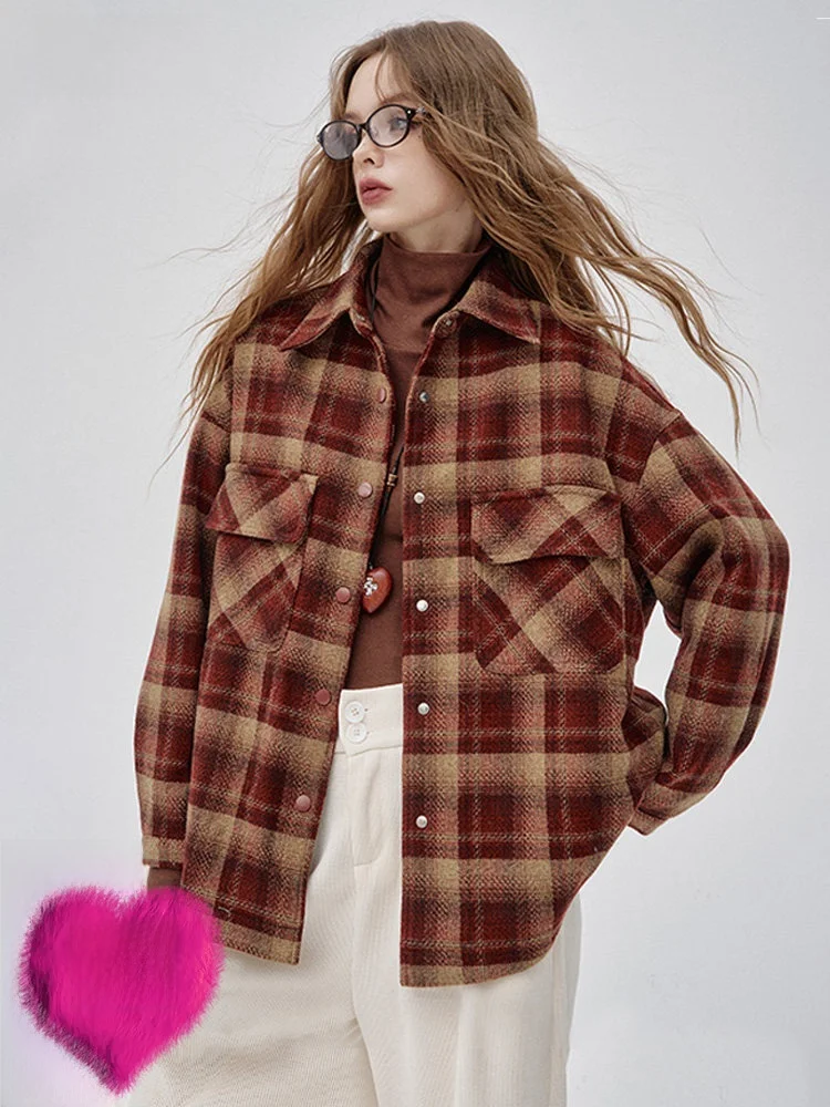 

Elfsa Карамельный воротник с печеньем Long Sve Fce Plaid irt Винтаж Повседневная ор Jaet Полиэстер Нейлон Cosite Fiber