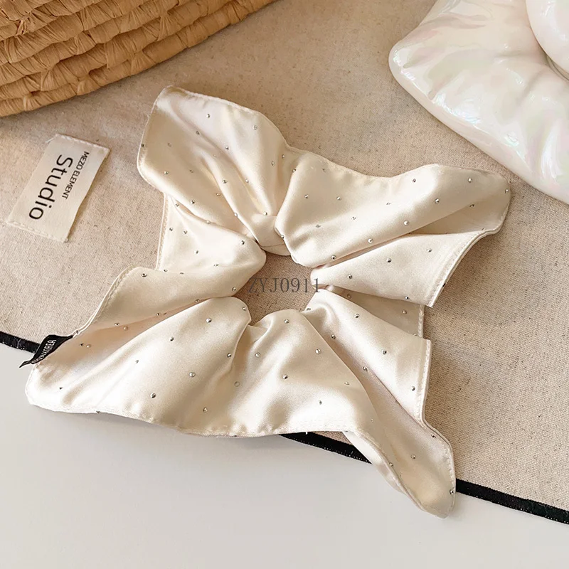 Satin-Quadrathandtuch, Dickdarm-Haarband, hochwertiges Haarseil, Haargummi, Gummiband, niedriges Pferdeschwanz-Stirnband.