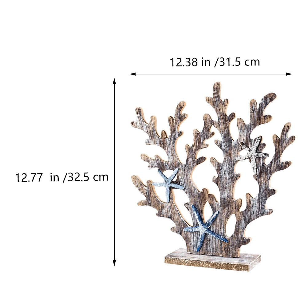 

Retro Coral Tree Ornament Creative Desktop Decor Wooden Adornment Simulated Marine Life Decorative Craft For Home Office Shop