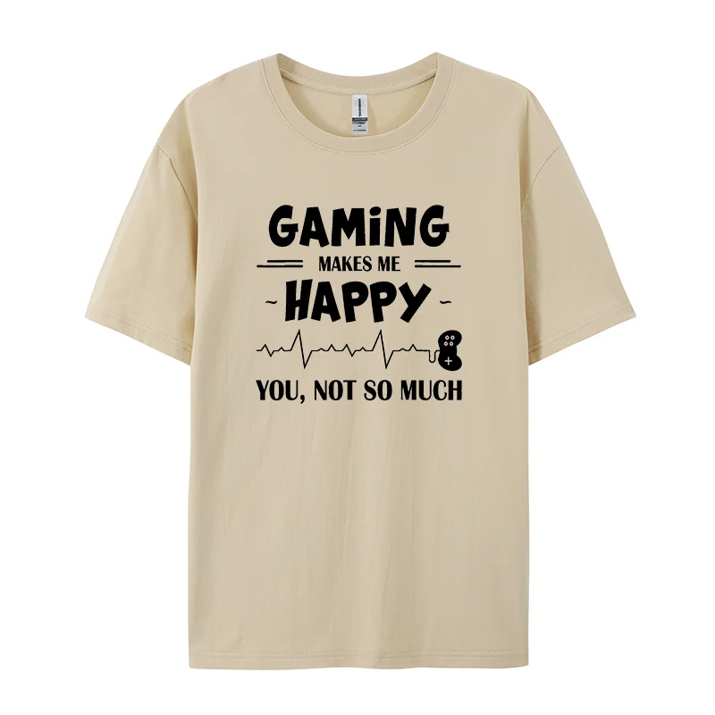 

Gaming Makes Me Happy You Not So Much T-Shirts for Men Heartbeat New Tshirt Mens 2024 Fashion Leisure Print Tops Tees