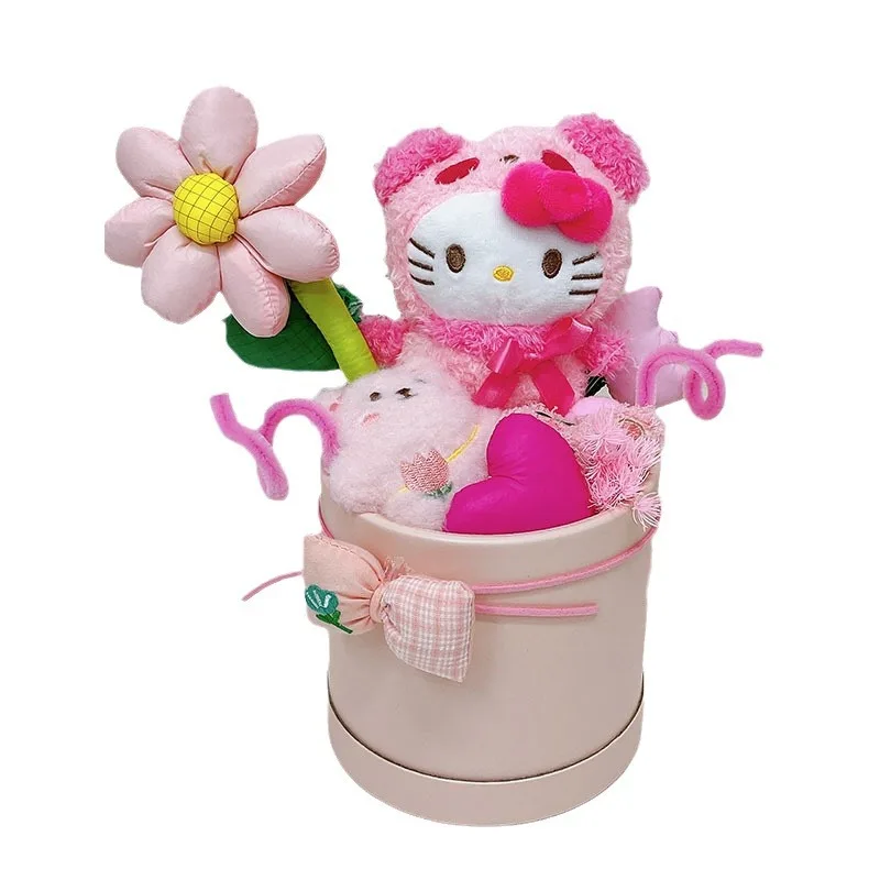 

Sanrio Hello Kitty Cute Kuromi Kawaii My Melody Plush Bouquet High-Value Doll Doll Valentine's Day Gift Cute Things for Girls