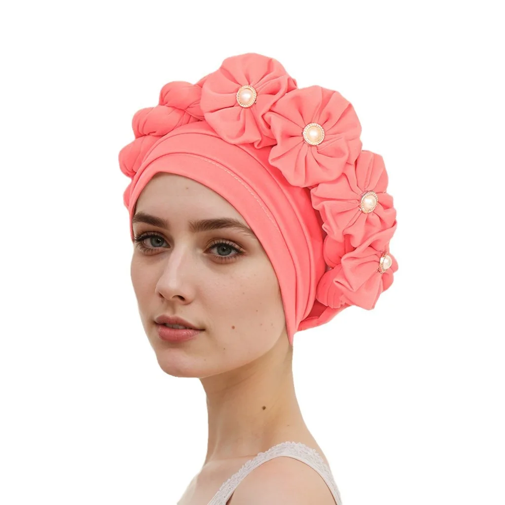 Headscarf Hat New Three-layer Brim Cannabis Flower Braid Sticky Small Flower Bun Hat Ten Colors Outdoor Shade Makeup Hat