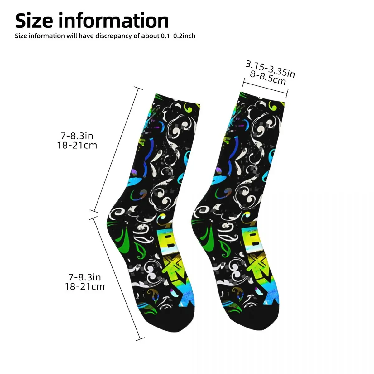 Funny Crazy Sock for Men Bmx Apparel Freestyle Pattern Hip Hop Riding Breathable Pattern Printed Crew Sock Casual Gift