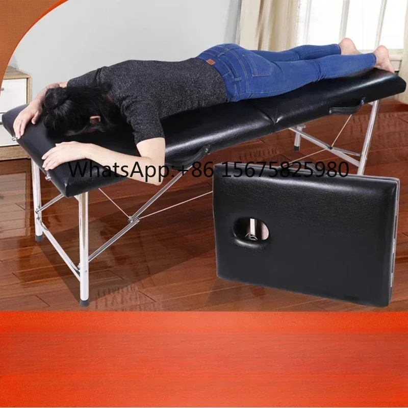 Portable Foldable Massage T able, H ousehold Salon Eyelash Furniture with Cervical Spine Lift Function
