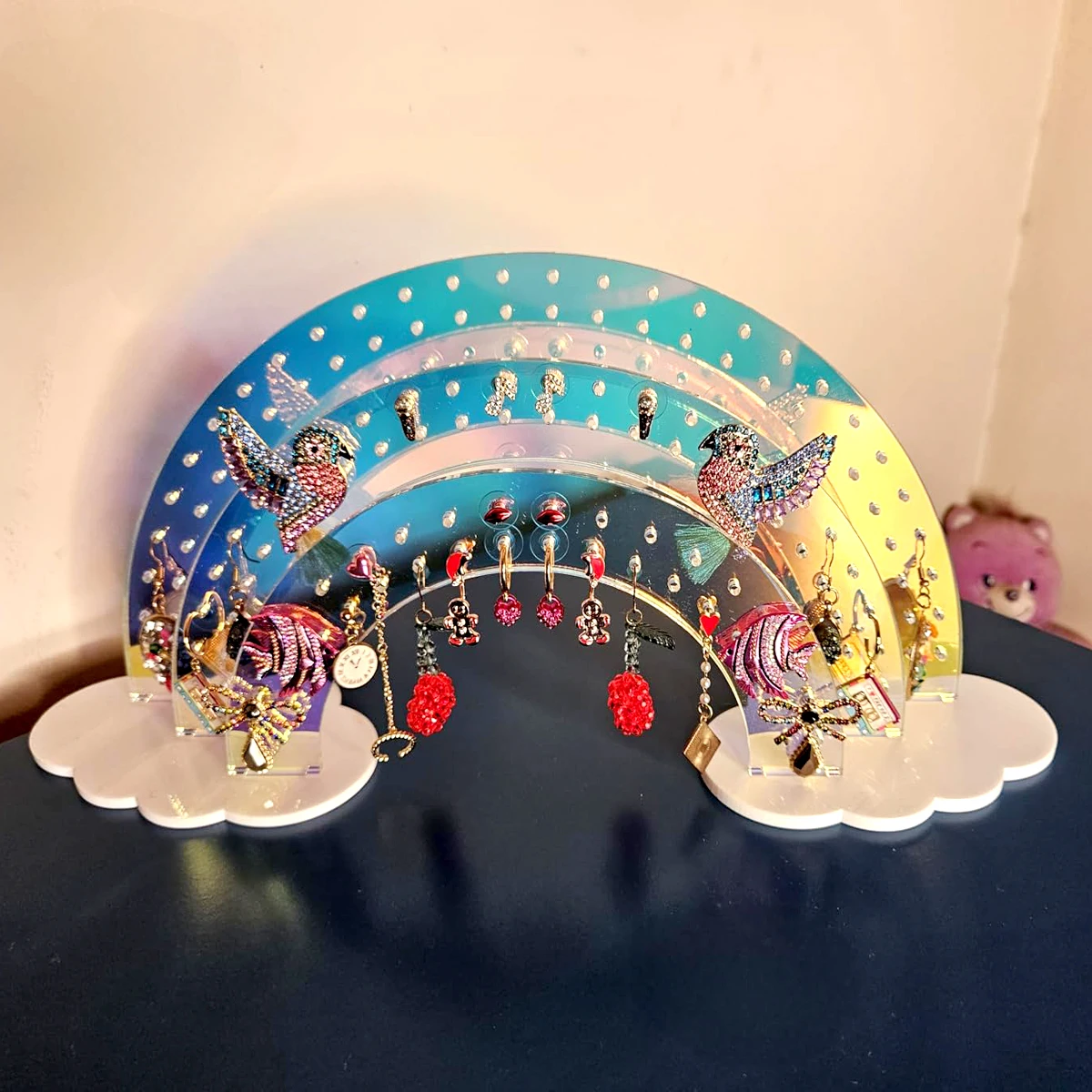 3-Tier Iridescent Acrylic Rainbow Earring Organizer
