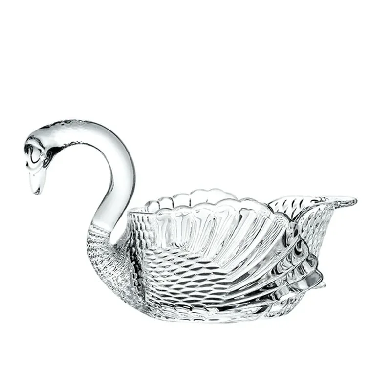 

Crystal glass swan fruit plate, fashionable wedding home decoration, accessories ornament