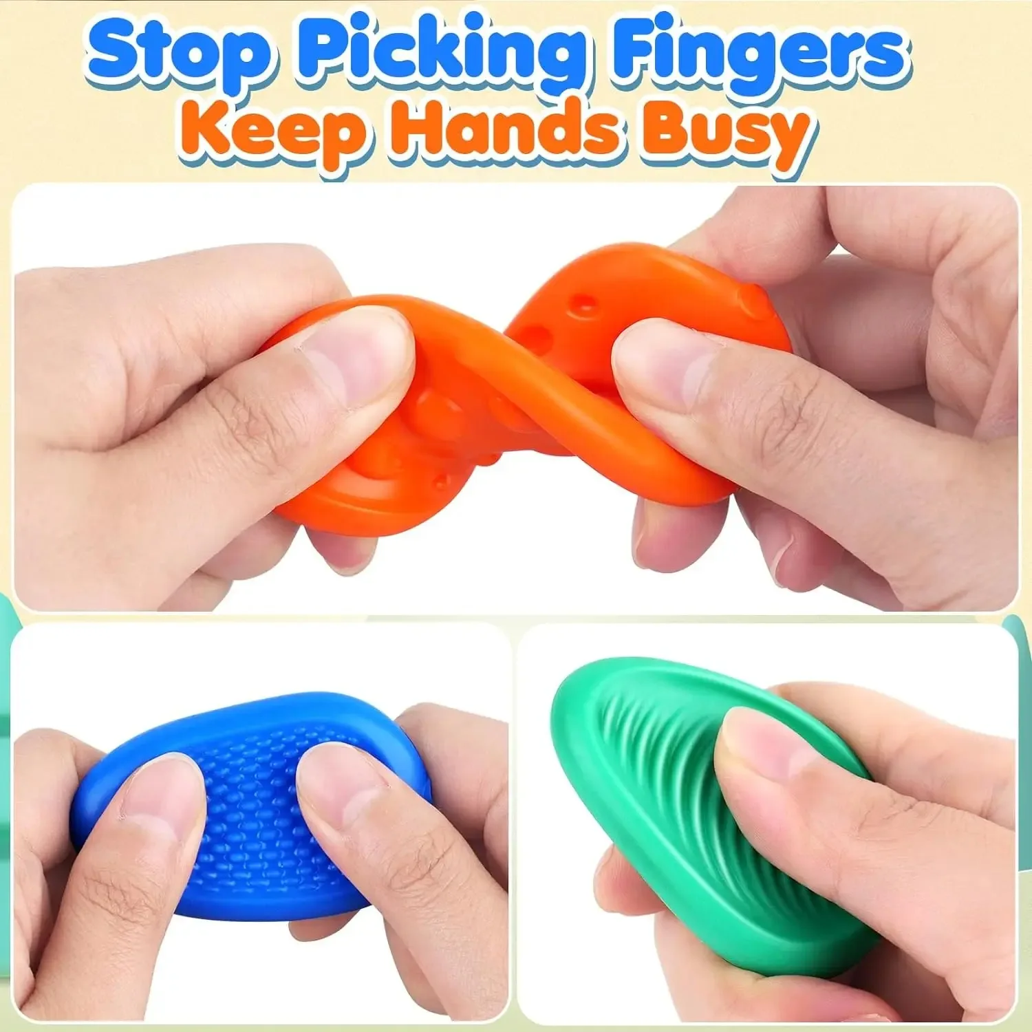6/8pcs Silicone Textured Sensory Stone Release Stress Relief Emotional Stress Relief Sensory But Sad Disappearance Toys
