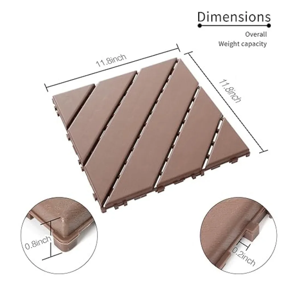 Decking Floor Outdoor Terrace Slab Plastic Interlocking Deck Tiles 11.8”x11.8“Square Waterproof Patio Deck Garden Furniture Sets