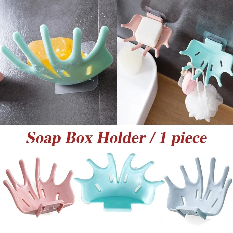 

1 Piece Six Claws Drain Soap Holder Storage Rack Wall Mounted Sponge Box Multifunctional Hooks Home Bathroom Kitchen Supplies