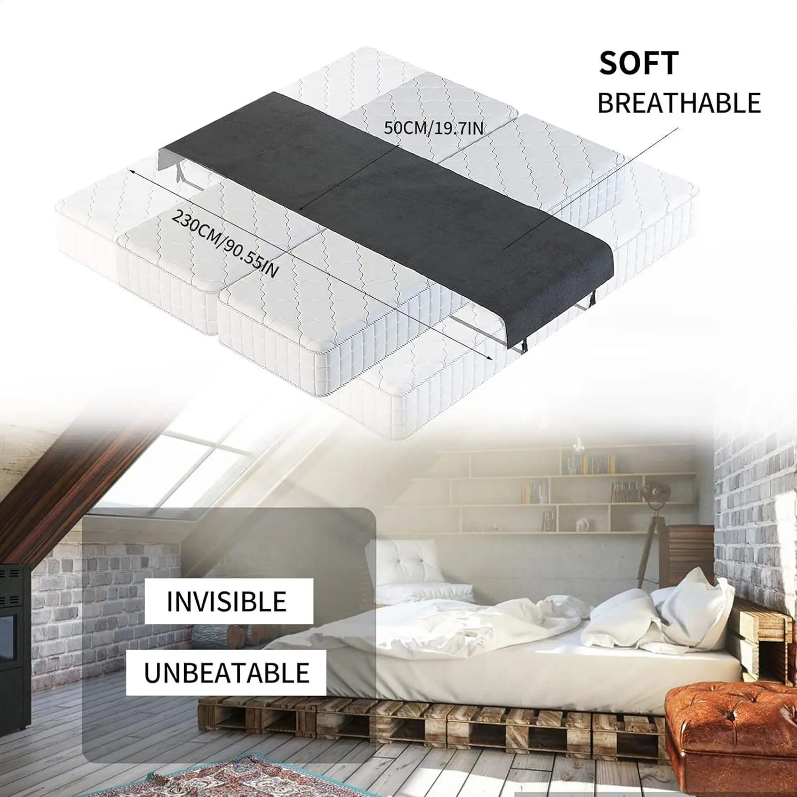 

Bed Bridge Converter Twin to King Filler with Sheet Straps Large Double Mattress Connector for Families Couples Guest