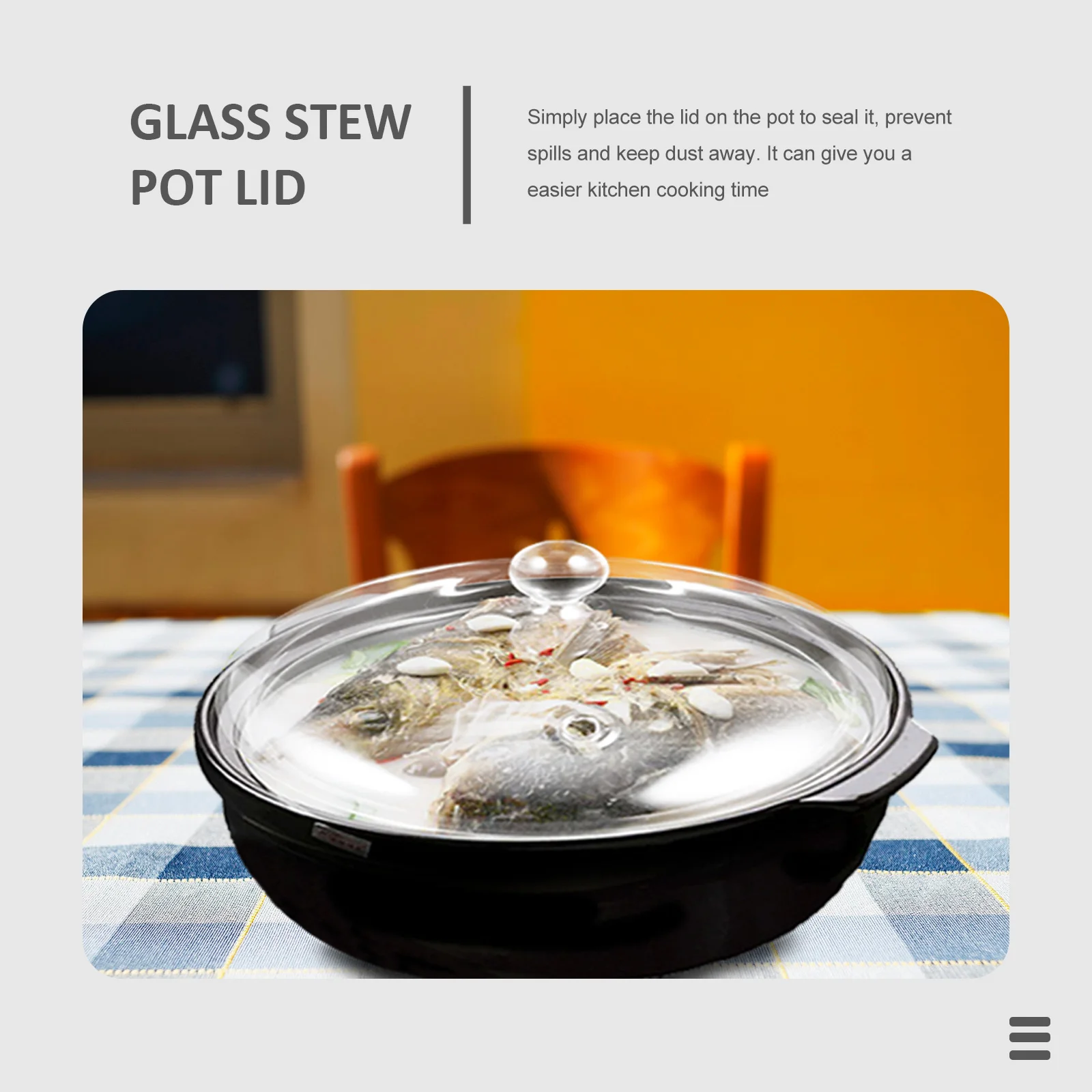 

Glass Stew Pot Lid Heat Resistant Transparent Cover for Cooking Soup Noodle Saucepan Household Kitchen Cookware Utensil