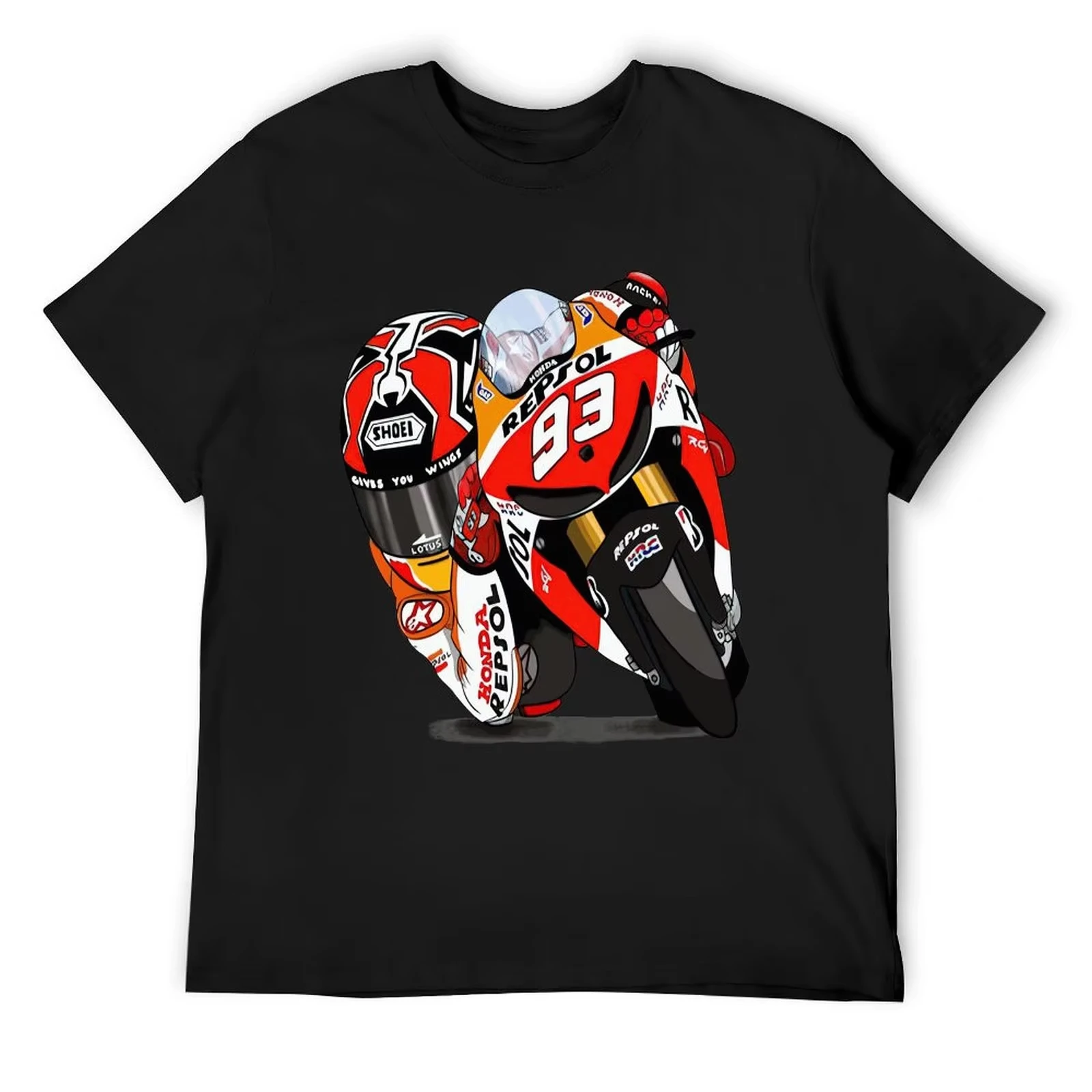 Cartoon Marc Signature 93 Motorcycle T-Shirt Clothing Men Short Sleeve Cotton Funny Casual Top MOTO Man Tee Streetwear Oversized