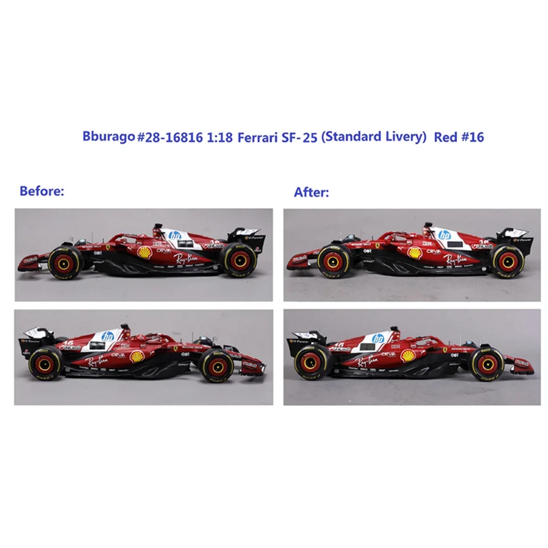 جديد في المخزون Bburago 1:18 فيراري 2025 F1 Sf-25 هاميلتون # 44 لوكليرك # 16 نموذج سيارة مصغر مصنوع من خليط معدني هدايا لعبة مخصصة #4
