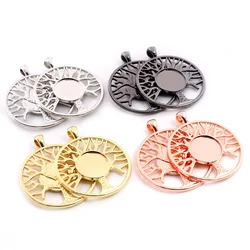 New Fashion 14mm Inner Size High Quality Rhodium Gold Black Colors Plated Tree Style Cabochon Base Cameo Setting Charms Pendant