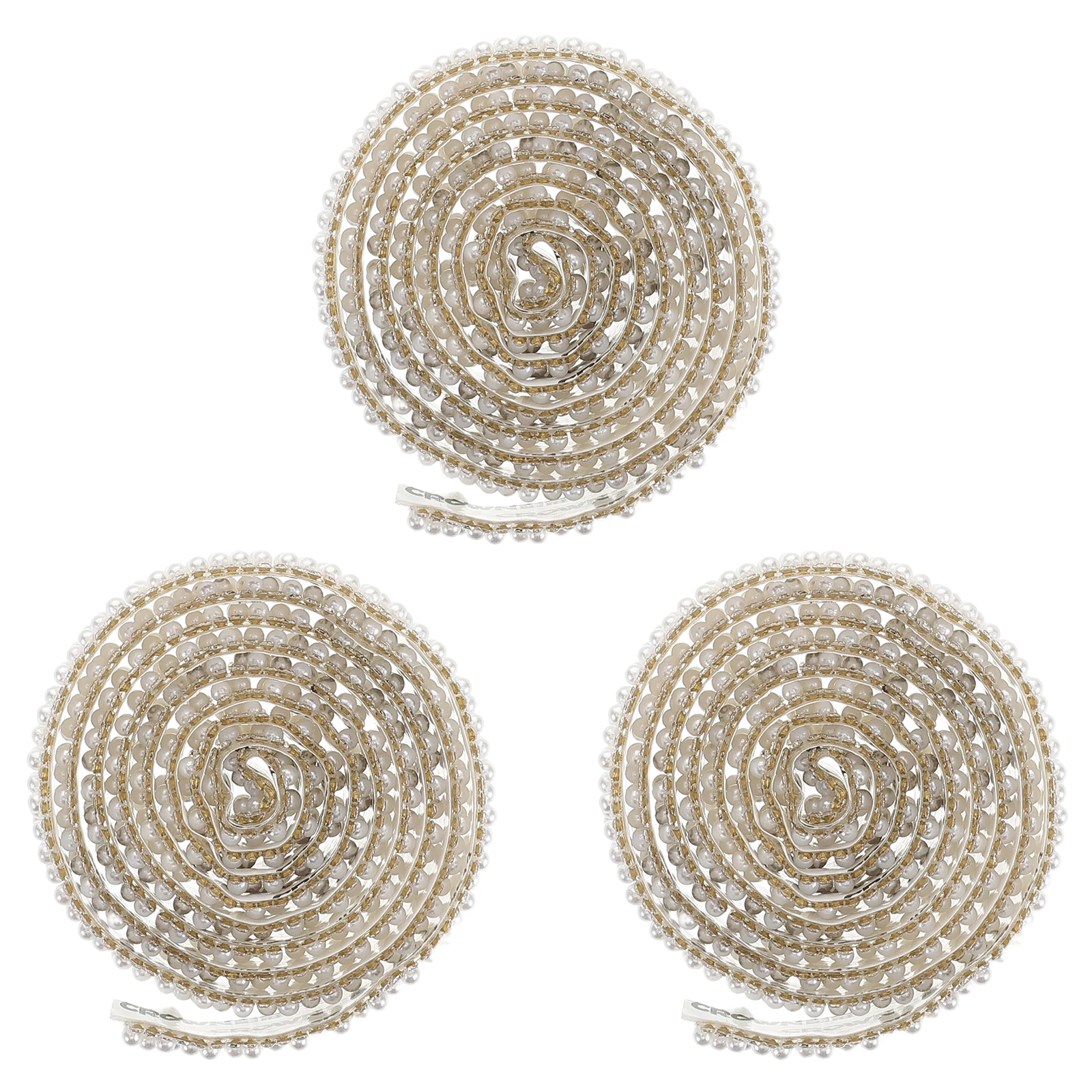 

3Rolls 1.5Cm Pearl Rhinestone Trim Self Adhesive Craft Wrap For Diy Belt Handbag Shoe Decor Bling Crystal Tape Party Birthday