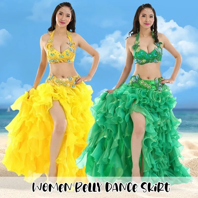 Women Belly Dance Costume Sexy Gypsy Spanish Flamenco Oriental Belly Dance Skirt  Competition Show Stage Performance Costumes