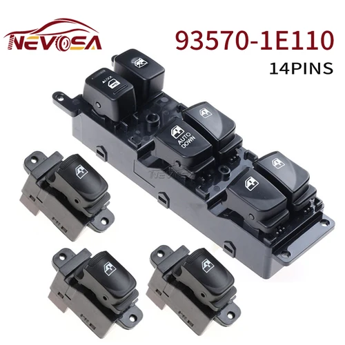 93570-1E110 para Hyundai Accent 2007-2010 interruptor de ventanilla eléctrica LHD delantero izquierdo Control de bloqueo elevador botón de vidrio 93580-1E000 Set