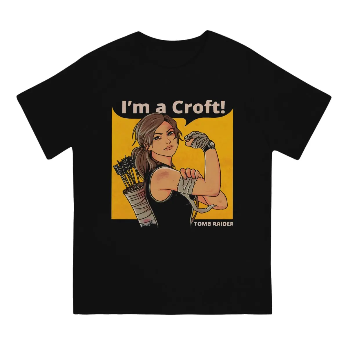 تي شيرت قطن قبر للرجال ، قمم عتيقة ، لعبة لارا ، I M A Croft ، شرير ، Yr353 #2