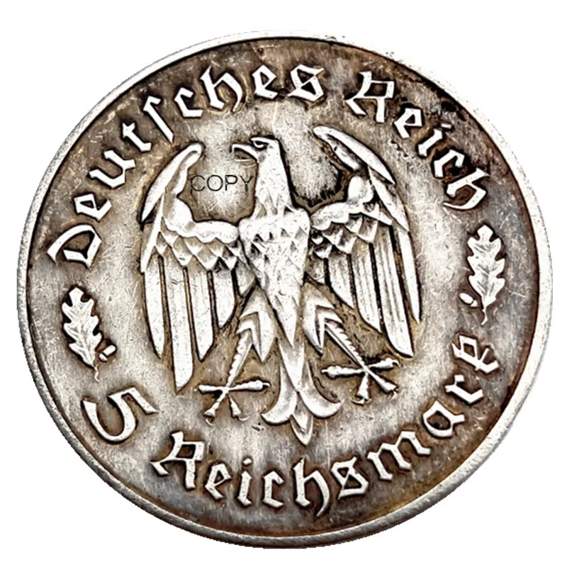 DE(42)Germany 1934 5 Reichsmark Rare Silver Plated Copy Coins