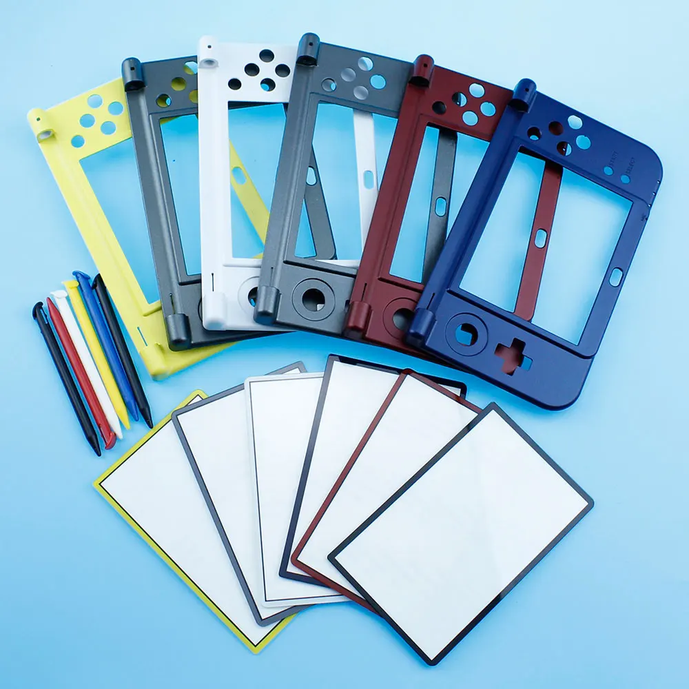 1Set For New 3DS XL/LL Original  Replacement mid frame screen Shell Housing top with Glass Screen Lens and Touch Stylus Pen Kits