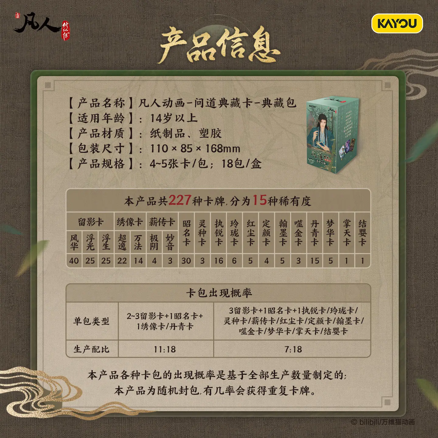 KAYOU A Record of a Mortal’s Journey to Immortality Wendao Collection Cards Volume2 Anime Collectible Trading  CardsHoliday Gift