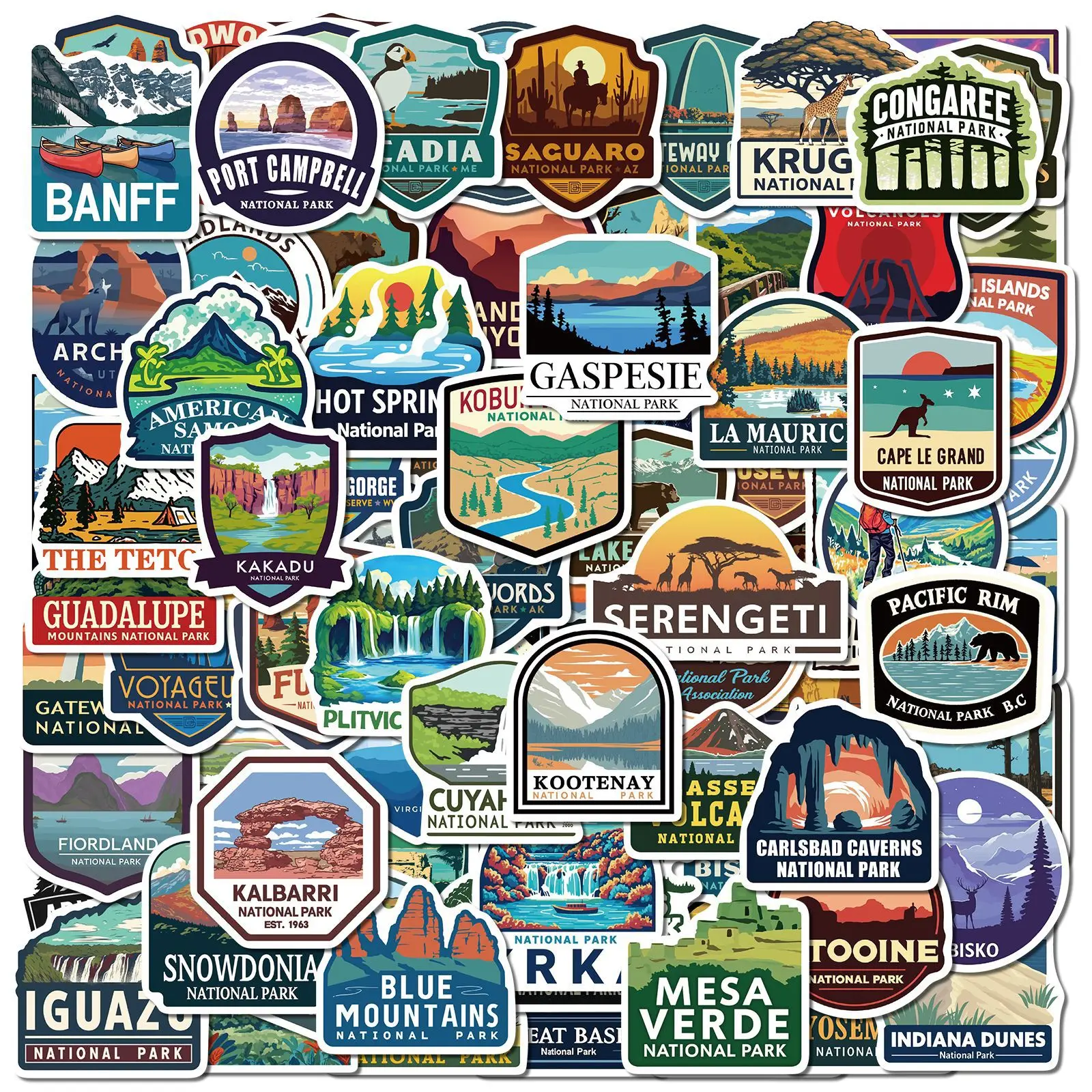 

50 шт. наклеек с изображением национальных парков, яркие стикеры и наклейки, подходят для бутылок с водой, ноутбуков, мобильных телефонов, чемоданов
