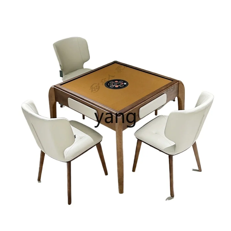 yjq Chinese light luxury solid wood mahjong table dining table dual-purpose automatic mahjong machine integrated