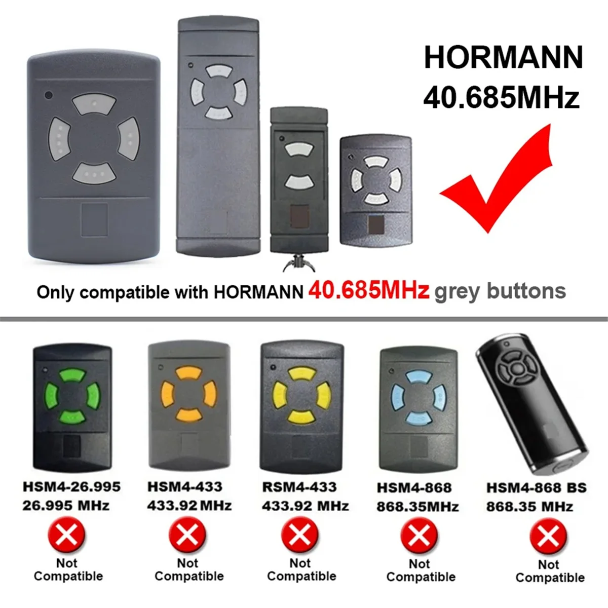 ABSQ-40.685MHz Control remoto para puerta de garaje para Hormann HSM2 HSM4 HSE2 40MHz 40.685MHz abridor de comando de puerta
