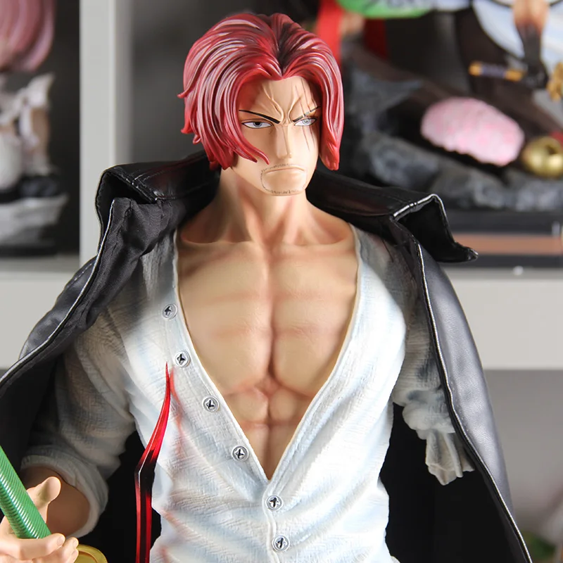 70CM Shanks One Piece GK Decor Red Haired Shanks Luffy Solon Empress Ace Large Action Figure Battle Statue Model Toys Doll Gift