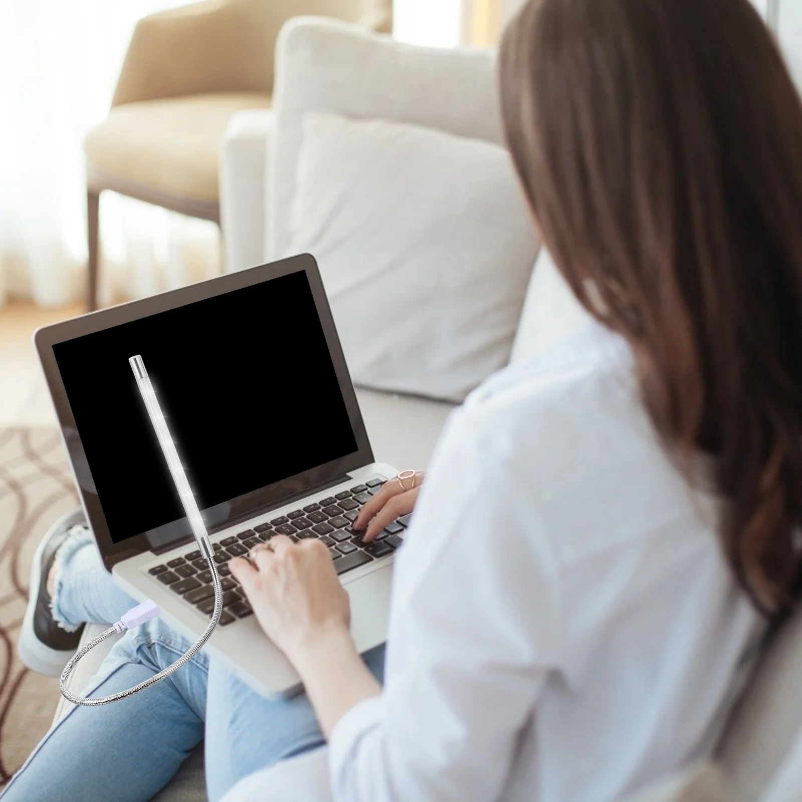 

2Pcs USB Dimmable Reading Lamps Touch Flexible Gooseneck Portable USB Computer Lamp Reading Light Use LED Light