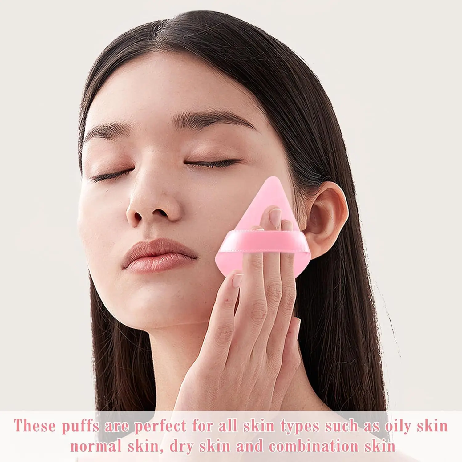 Zestaw 6 trójkątnych gąbek do makijażu z paskiem - aksamitne, miękkie blendery do podkładu/różu |   Zmywalny, wielokrotnego użytku zestaw podróżny dla wszystkich rodzajów skóry