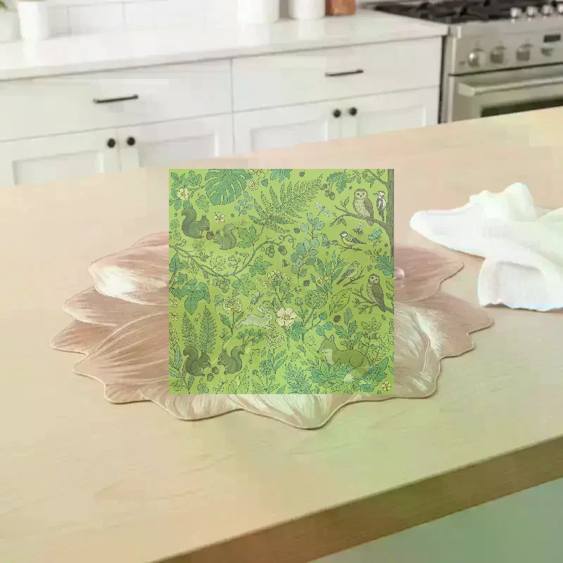 Metallic Lotus Flower Placemat Waterproof Heat Resistant Non Slip For Dining Table Wedding Party Decor