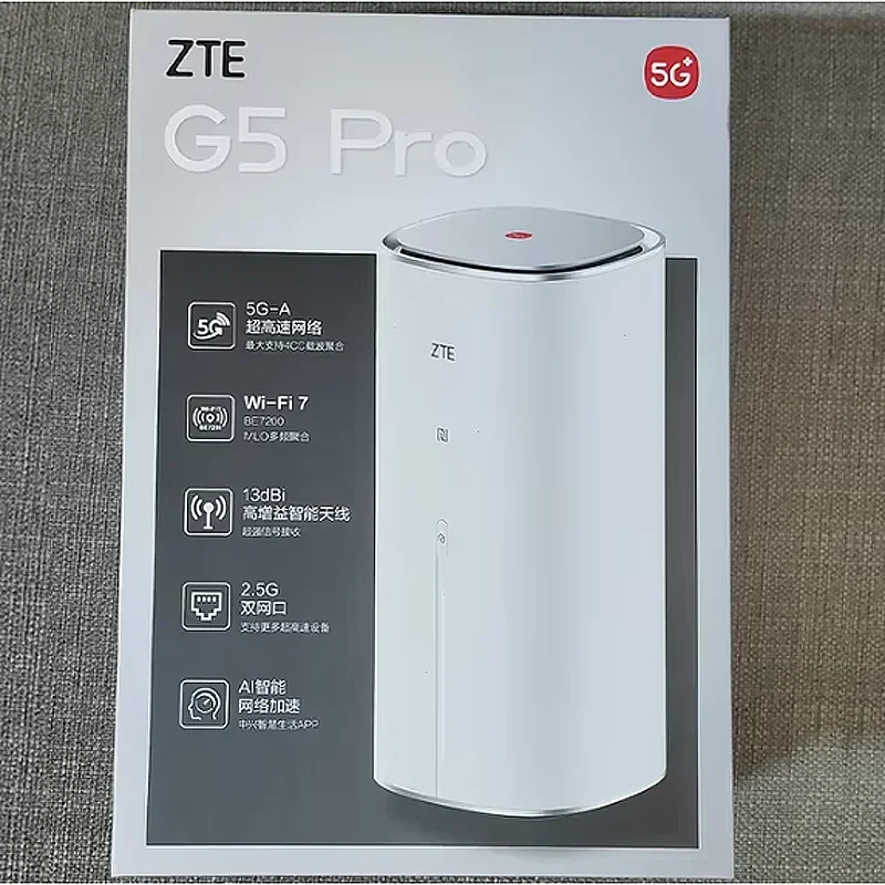 

New Released ZTE 5G AI CPE G5 Pro MC8512 Dual 2.5G Ports NFC WiFi 7 BE7200 Unlocked 5G 4G LTE Sim Router 4CC Carrier Aggregation