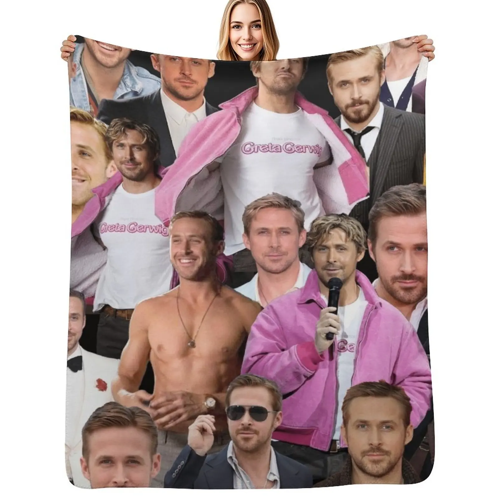 HIGH QUALITY ryan gosling photo collage Throw Blanket Warm Cozy Throw Blanket for Living Room Couch