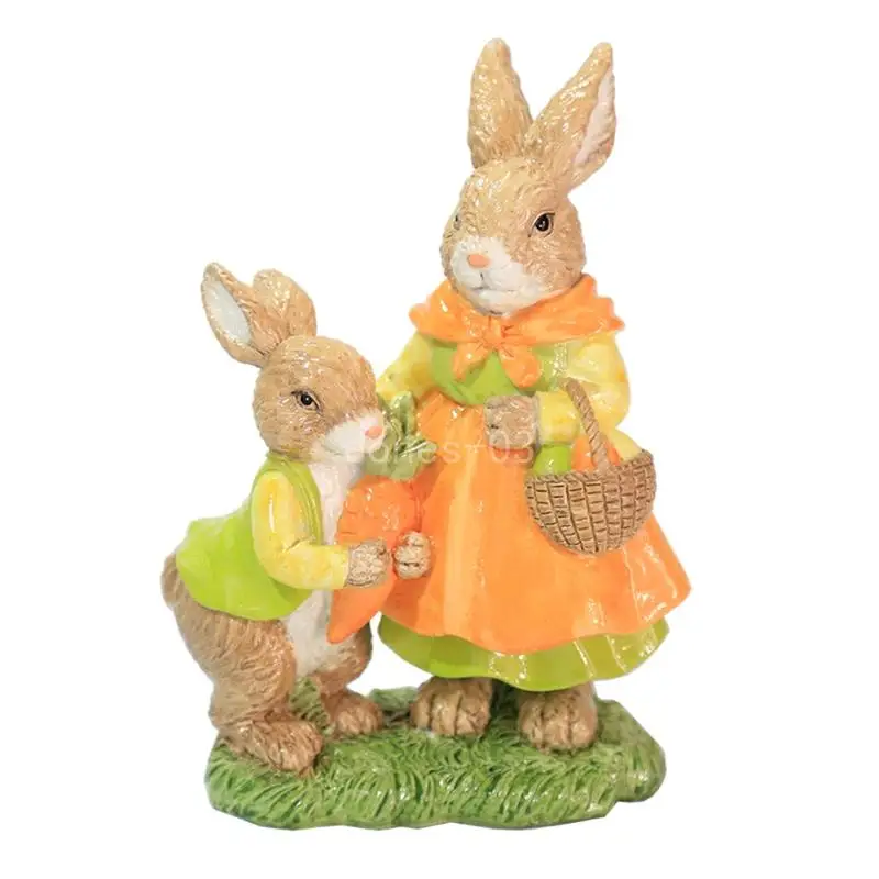 

Q6PE Easter Rabbit Bunny Ornaments Micro Landscape Figurine Resin Craft Miniature Fairy Garden Decoration