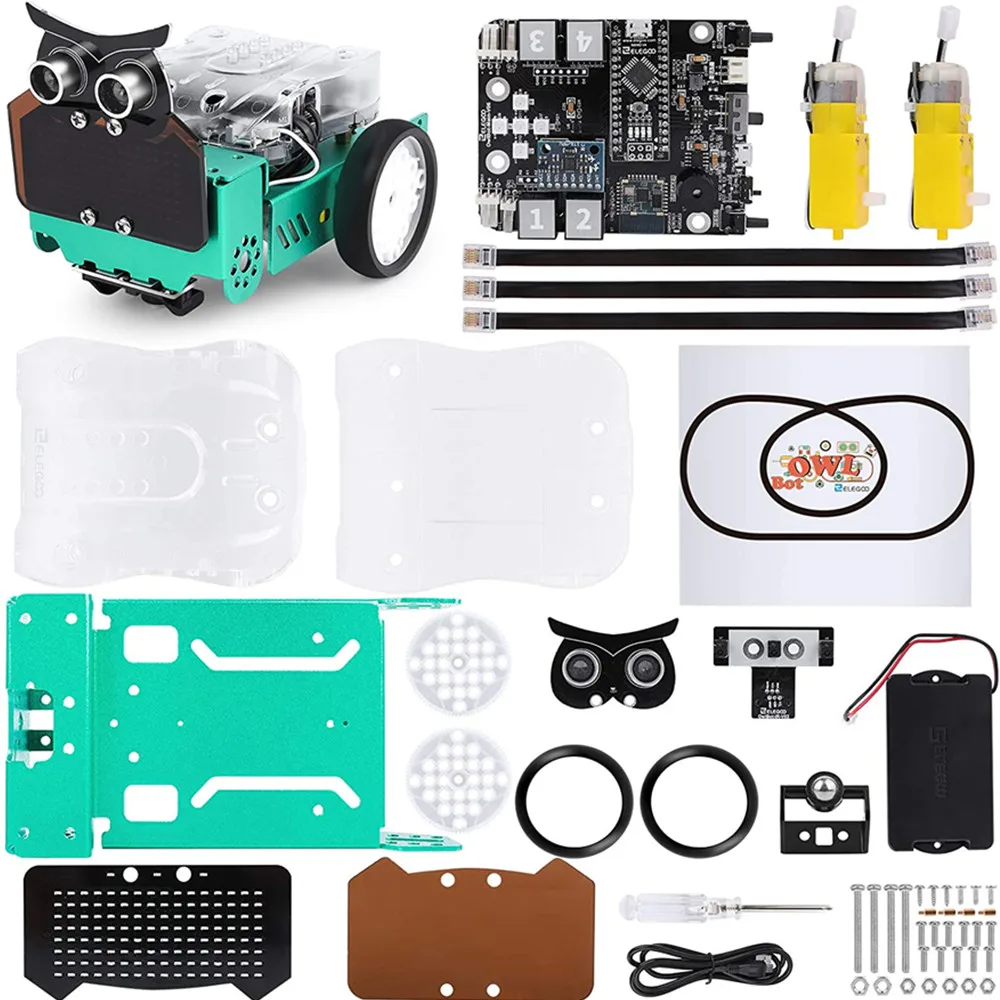 ELEGOO Owl Smart Robotic Car Kit con Nano V4, modulo di tracciamento della linea, sensore fotoelettrico a infrarossi/ad ultrasuoni, auto giocattolo