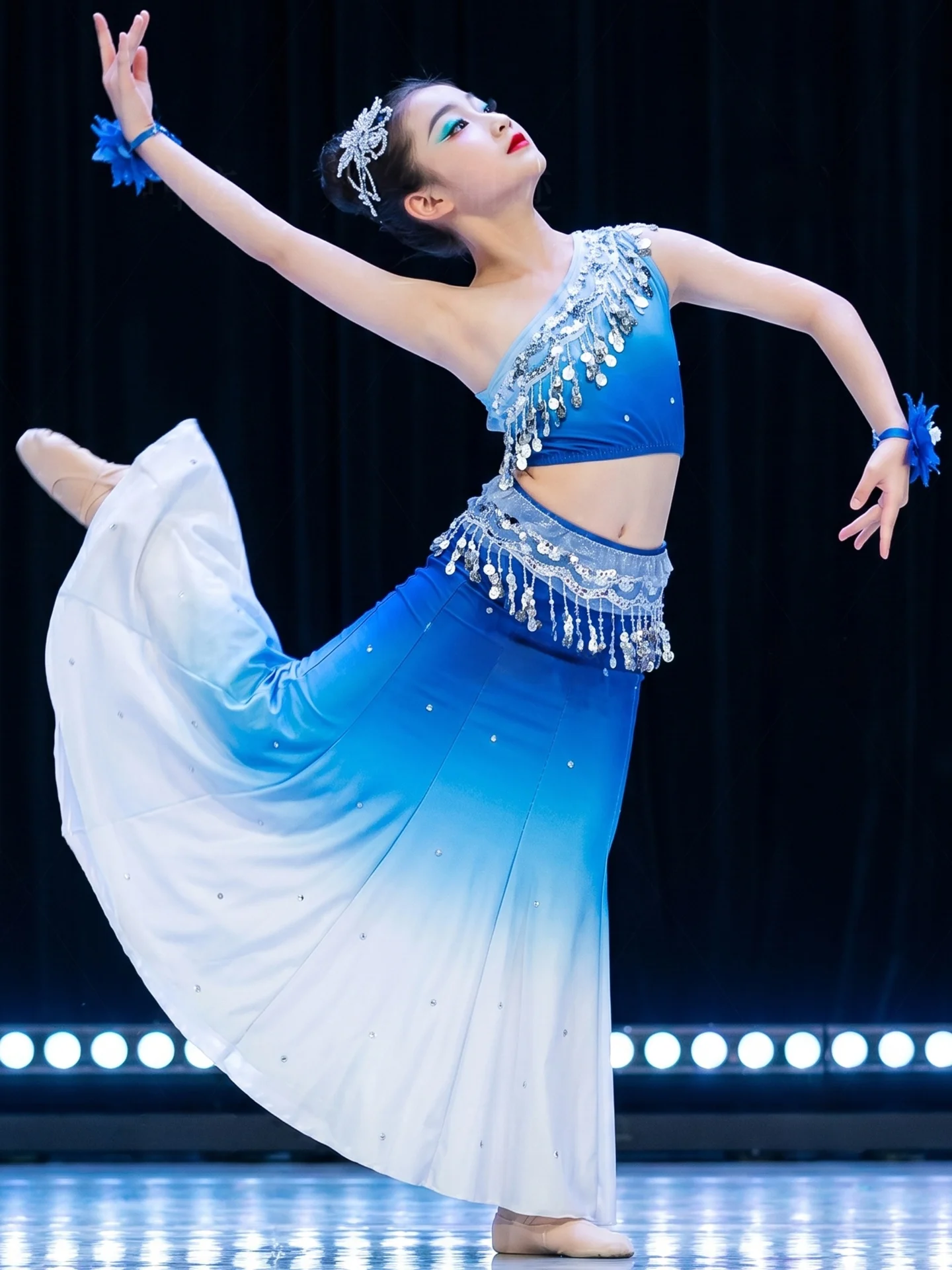 

New Tai Ethnic Children's Dance Performance Costume Girls Solo Dance Skirt Drama Art Exam Kids Spring Clouds South S...