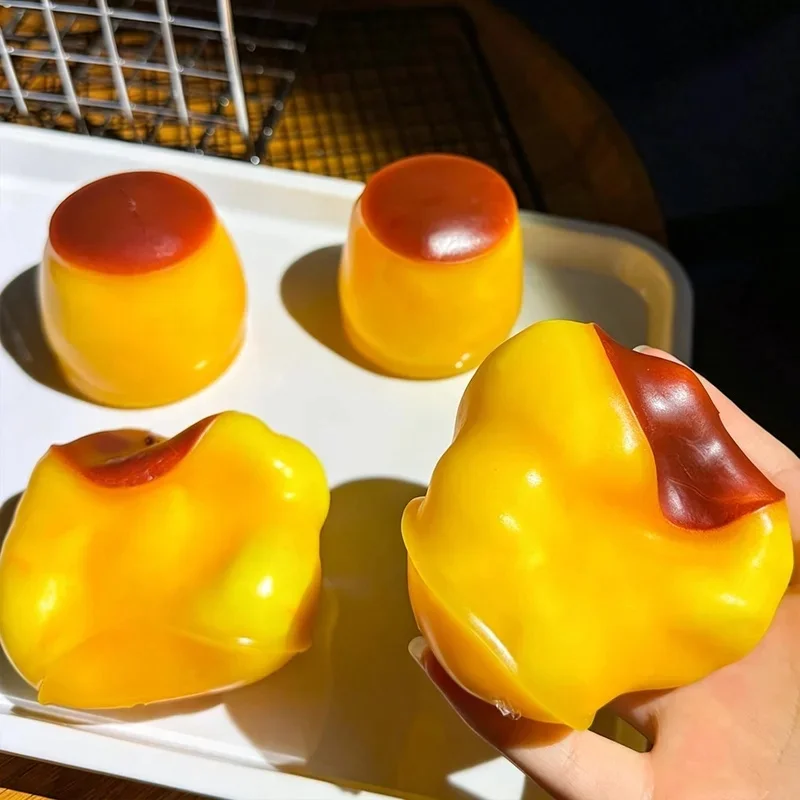 Caramel Crunchy Pudding Shaped Squeeze Squishy Ball Handmade Portable DIY Fidget Accessory For Stress Relief Cute Desktop Decor